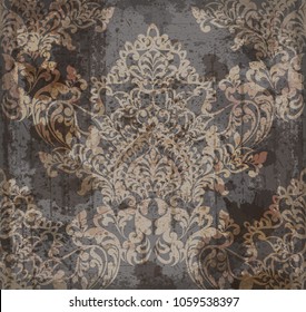 Vector damask pattern element. Classical luxury old fashioned ornament grunge background. Royal Victorian texture for wallpapers, textile, fabric, wrapping. Exquisite floral baroque templates