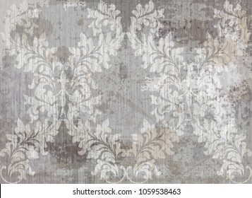 Vector damask pattern element. Classical luxury old fashioned ornament grunge background. Royal Victorian texture for wallpapers, textile, fabric, wrapping. Exquisite floral baroque templates