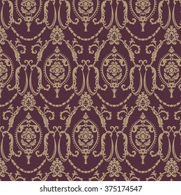 Vector damask pattern ornament.  Elegant luxury texture for textile, fabrics or wallpapers backgrounds. Red color