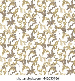 Vector damask pattern ornament. Exquisite Baroque element template. Classical luxury fashioned damask ornament, Royal Victorian texture for wallpapers, textile, wrapping. Gold color pattern
