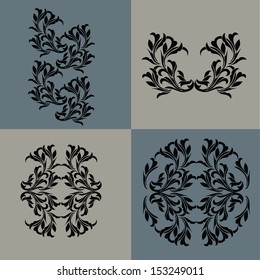 Vector damask pattern set 