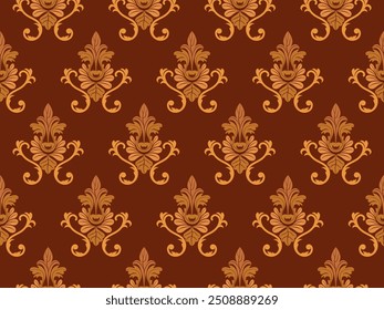 Vetor damask pattern Papel de parede no estilo barroco. Plano de fundo de vetor contínuo. Ornamento floral colorido. Padrão gráfico para tecido, papel de parede, embalagem. Ornamento de flor de damasco ornamentado
