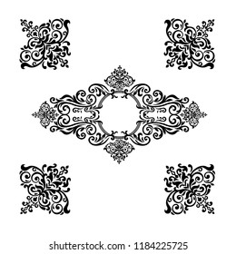  Vector damask patterns for greeting cards and wedding invitations.