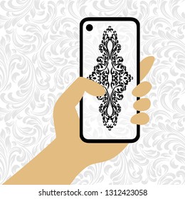 Vector damask patterns for greeting cards and pattern on the phone.