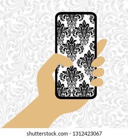 Vector damask patterns for greeting cards and pattern on the phone.