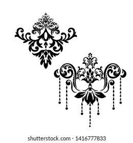 vector damask patterns for greeting cards.