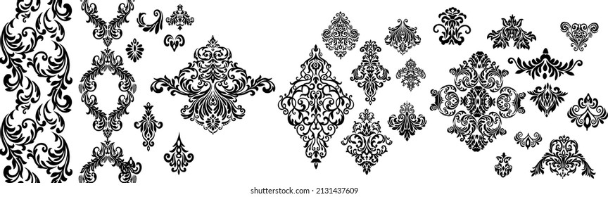 vector damask patterns for greeting cards and wedding invitations.