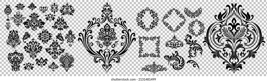 vector damask patterns for greeting cards and wedding invitations.