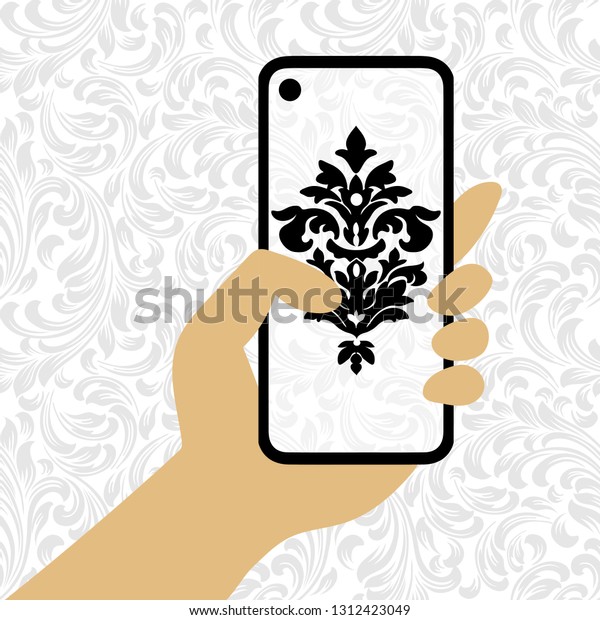 Vector damask patterns for greeting cards and\
pattern on the phone.