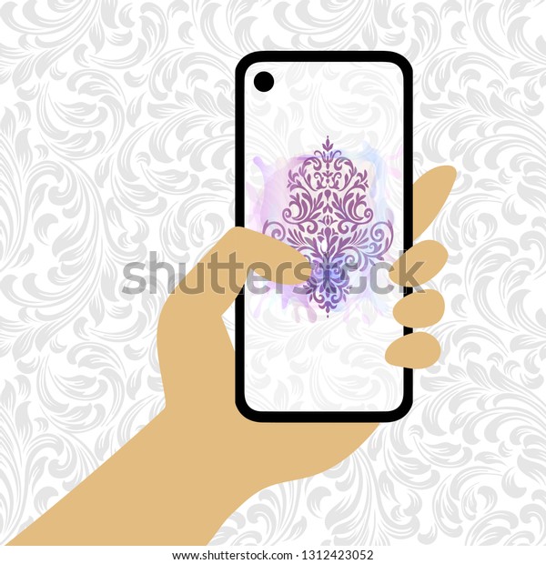 Vector damask patterns for greeting cards and\
pattern on the phone.
