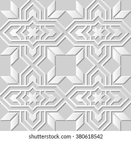 Vector damask seamless 3D paper art pattern background 020 Star Cross Frame
