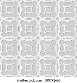Vector damask seamless 3D paper art pattern background 043 Round Cross Line
