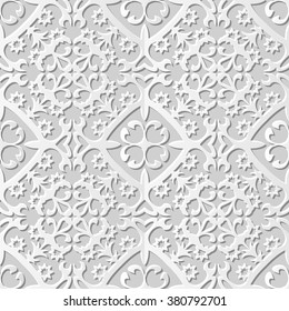 Vector damask seamless 3D paper art pattern background 044 Kaleidoscope Flower
