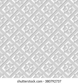Vector damask seamless 3D paper art pattern background 049 Star Square Cross
