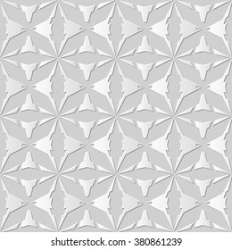 Vector damask seamless 3D paper art pattern background 054 Octagon Cross Geometry
