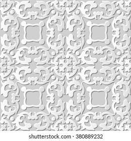 Vector damask seamless 3D paper art pattern background 062 Spiral Kaleidoscope
