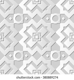 Vector damask seamless 3D paper art pattern background 063 Cross Rectangle

