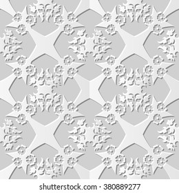 Vector damask seamless 3D paper art pattern background 061 Cross Flower
