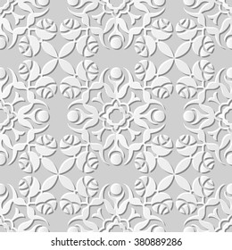 Vector damask seamless 3D paper art pattern background 070 Rose Round Flower

