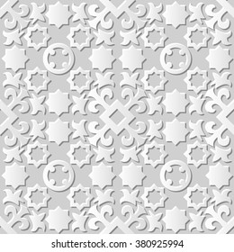 Vector damask seamless 3D paper art pattern background 072 Star Kaleidoscope
