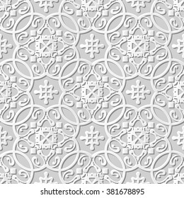 Vector damask seamless 3D paper art pattern background 097 Curve Cross Spiral 