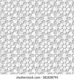 Vector damask seamless 3D paper art pattern background 121 Star Square Cross
