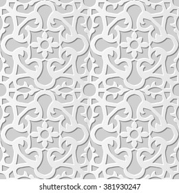 Vector damask seamless 3D paper art pattern background 149 Kaleidoscope Flower
