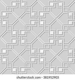 Vector damask seamless 3D paper art pattern background 155 Square Cross Chain

