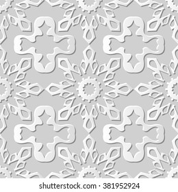 Vector damask seamless 3D paper art pattern background 157 Crystal Kaleidoscope

