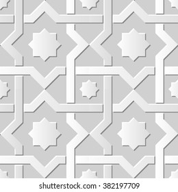 Vector damask seamless 3D paper art pattern background 168 Cross Star Frame
