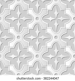 Vector damask seamless 3D paper art pattern background 180 Star Cross Frame
