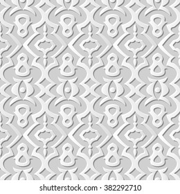 Vector damask seamless 3D paper art pattern background 186 Curve Cross Geometry
