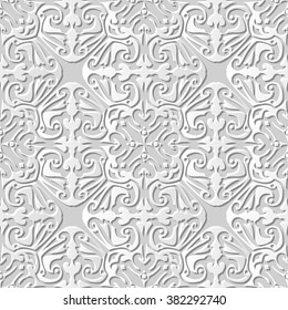 Vector damask seamless 3D paper art pattern background 188 Spiral Kaleidoscope

