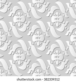 Vector damask seamless 3D paper art pattern background 199 Cross Spiral Flower
