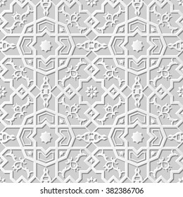 Vector damask seamless 3D paper art pattern background 214 Octagon Cross Star Flower
