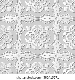 Vector damask seamless 3D paper art pattern background 230 Cross Curve Dot Line
