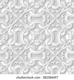 Vector damask seamless 3D paper art pattern background 248 Cross Curve Flower
