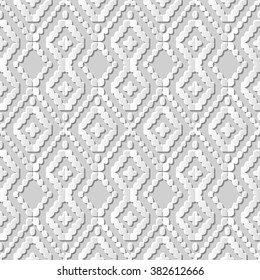 Vector damask seamless 3D paper art pattern background 256 Dot Line Cross Check
