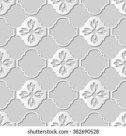 Vector damask seamless 3D paper art pattern background 267 Curve Cross Flower

