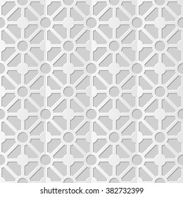 Vector damask seamless 3D paper art pattern background 274 Round Square Cross
