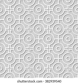 Vector damask seamless 3D paper art pattern background 283 Round Cross Geometry
