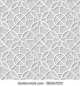 Vector damask seamless 3D paper art pattern background 315 Round Cross Flower
