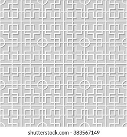 Vector damask seamless 3D paper art pattern background 314 Round Square Cross
