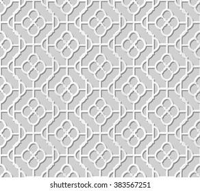 Vector damask seamless 3D paper art pattern background 312 Round Curve Cross Frame
