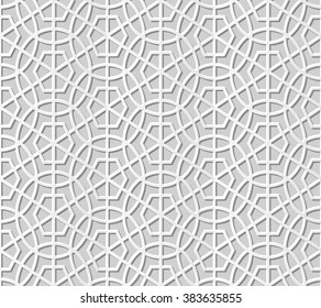 Vector damask seamless 3D paper art pattern background 321 Round Hexagon Cross
