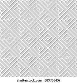 Vector damask seamless 3D paper art pattern background 333 Cross Square Geometry
