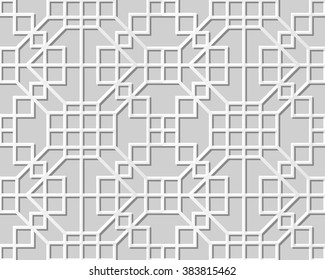Vector damask seamless 3D paper art pattern background 354 Square Check Cross
