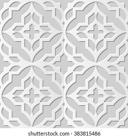 Vector damask seamless 3D paper art pattern background 355 Cross Round Square
