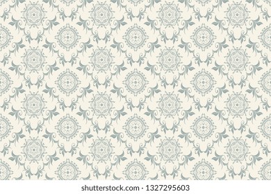 Vector damask seamless floral ornament on background. Floral ornament on background. Elegant texture for wallpapers and backgrounds. Wallpaper pattern. Vector illustration