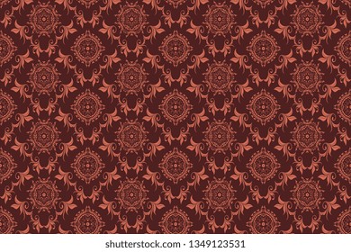 Vector damask seamless floral ornament on background. Floral ornament on background. Elegant texture for wallpapers and backgrounds. Wallpaper pattern. Vector illustration